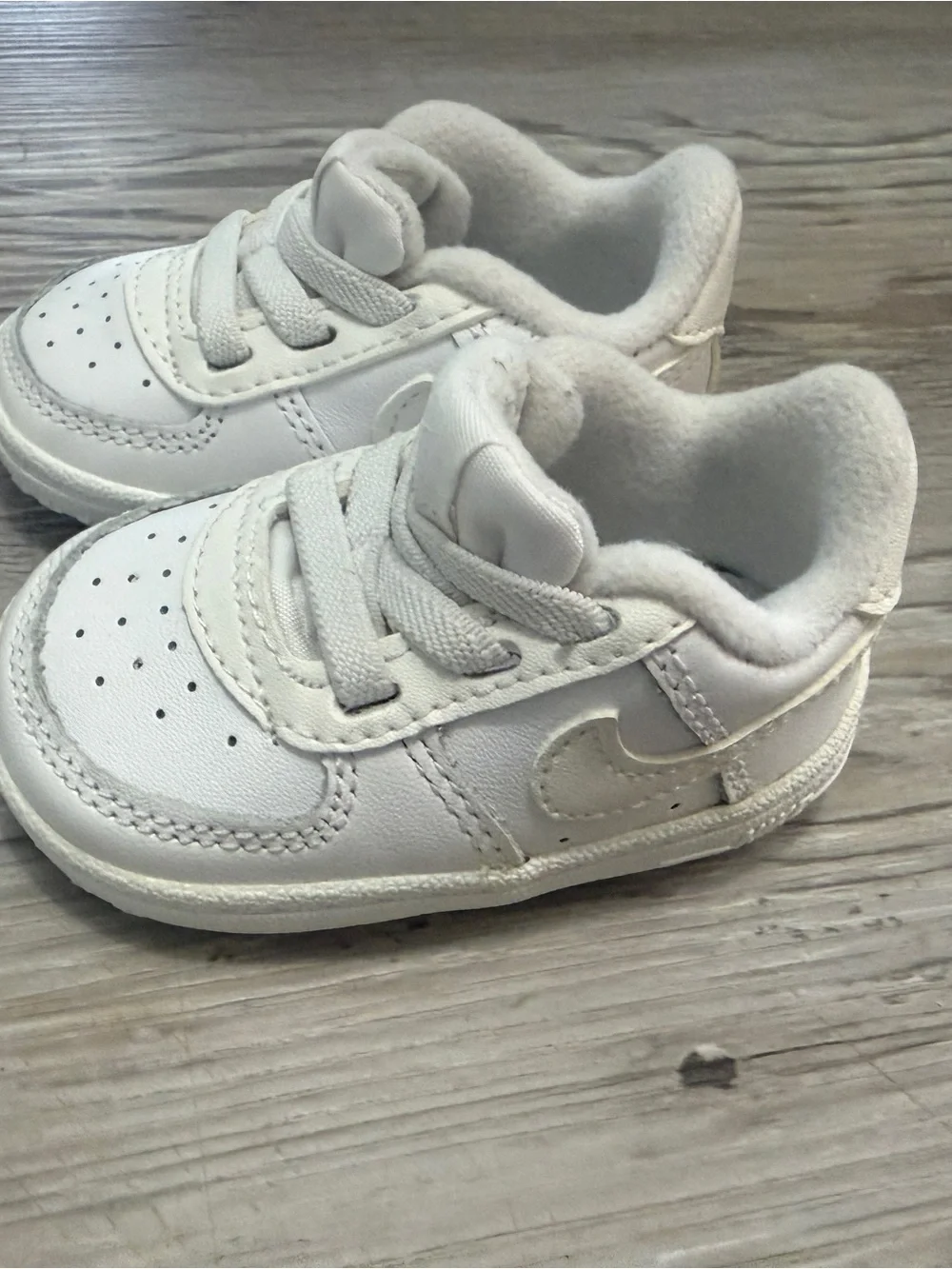 Nike Baby White Leather Lace-Up Sneakers